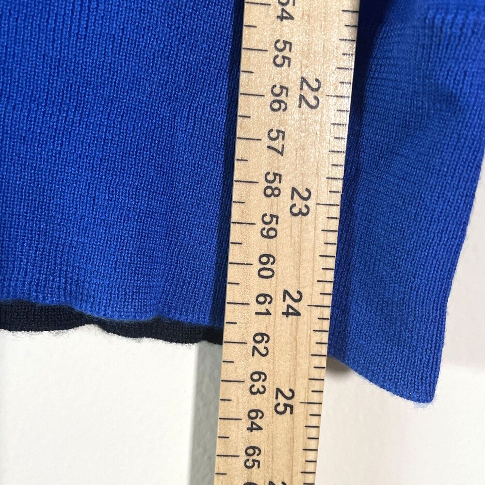 Alexander McQueen Women's Blue Black V-Neck Cashmere Sweater Size XL Made Italy - Picture 5 of 8